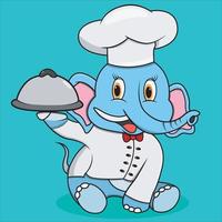 personaje elefante con chef personalizado vector