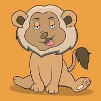 Character Relax Lion, Orange Colors Background