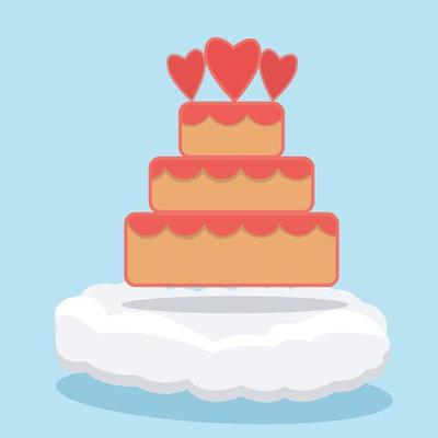 Cake On Cloud and Blue Color Background.
