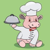 Character Hippopotamus With Chef Custom vector