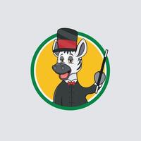 Zebra Head Circle Label With Stick and Magician Custom vector