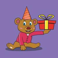 A Character Bear With a  Red Gift vector