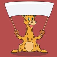 Character Giraffe With Big Blank Banner vector