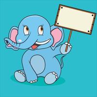 Character Elephant with Little Blank Wood vector