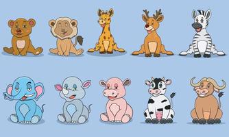 Ten Animals Character With Relax Expression And Smile vector