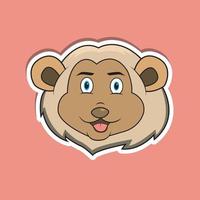 Animal Face Sticker With Lion Character Design. vector