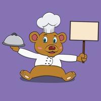 A Character Bear With Chef Custom vector