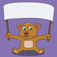 A Character Bear With Big Blank Banner vector