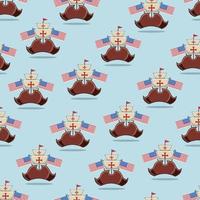 Happy Columbus Day America With Hat and Flags Pattern Background vector