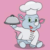 Character Rhinoceros With Chef Custom vector