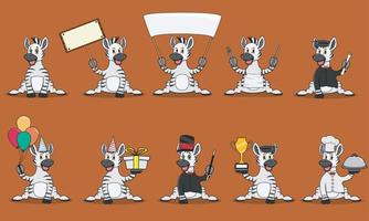 Ten Character Zebra Illustration vector