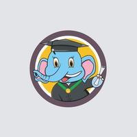 Cute Elephant Head Graduate Circle Label vector