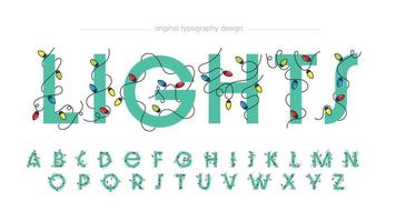 Colorful decorative lights christmas typography letters vector