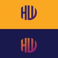 hw carta logo vector plantilla creativa forma moderna colorido monograma círculo logo empresa logo cuadrícula logo