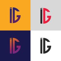 IG letter logo vector template Creative modern shape colorful monogram Circle logo company logo grid logo