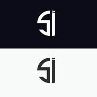 SI letter logo vector template Creative modern shape colorful monogram Circle logo company logo grid logo