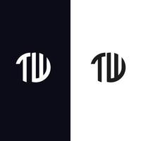 tw carta logo vector plantilla creativa forma moderna colorido monograma círculo logo empresa logo cuadrícula logo