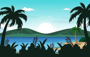 Island Beach Sea Vacation Holiday Tropical Summer Vector Illustration