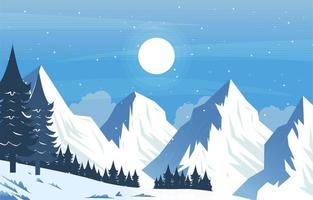 Snow Pine Peak Mountain Frozen Ice Nature Landscape Adventure Illustration vector