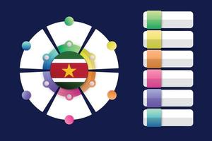 Suriname Flag with Infographic Design Incorporate with divided round shape vector