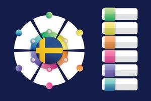 Sweden Flag with Infographic Design Incorporate with divided round shape vector