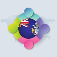 Tristan da Cunha Flag with Infographic Design isolated on World map vector