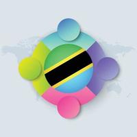 Tanzania Flag with Infographic Design isolated on World map vector