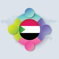 Sudan Flag with Infographic Design isolated on World map vector