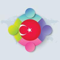 Turkey Flag with Infographic Design isolated on World map vector