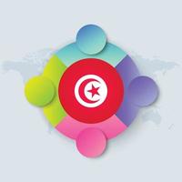 Tunisia Flag with Infographic Design isolated on World map vector