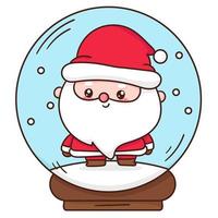 Cute Gnome Santa calus cartoon in christmas crystal ball vector