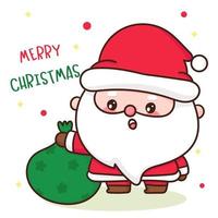 Cute Gnome Santa calus cartoon with Christmas bag, X mas vector