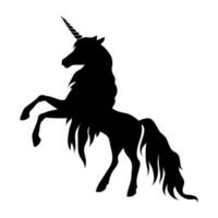 silueta de un unicornio. silueta negra aislada sobre fondo blanco. elemento para la creación de diseño y decoración.