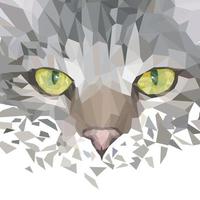 Head of a gray tabby cat with green eyes. vector