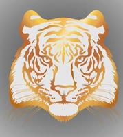 Tiger head. Gold silhouette of a tiger head isolated on white background. vector