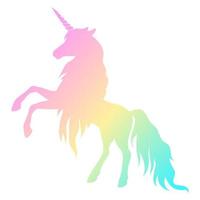 silueta de un unicornio. silueta de arco iris sobre un fondo blanco. elemento para crear diseño y decoración. vector