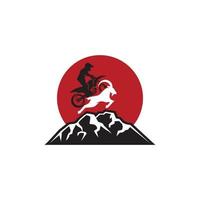 logotipo de sendero de montaña de cabra vector