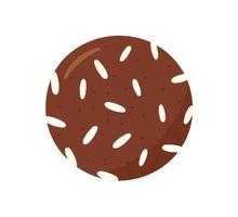 Chocolate ball or Swedish chokladboll. Oatmeal ball or Danish havregrynskugle type of unbaked pastry that is a popular Danish and Swedish confectionery. Hand drawn isolated vector illustration