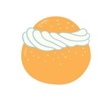 Semla, vastlakukkel, laskiaispulla or fastlagsbulle is a traditional sweet roll made in various forms. Traditional swedish sweets. Hand drawn isolated vector illustration