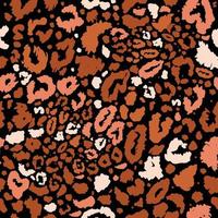 Seamless leopard wild nature pattern on black. Vector animal print.