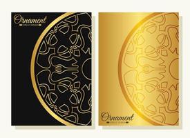 Luxury gold border pattern cover template vector