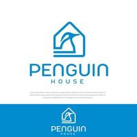 Simple logo penguin house vector illustration
