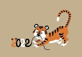 illustration animal young tiger, symbol of new year vector