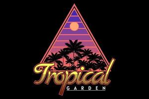 tropical garden retro silhouette design vector