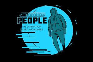 metropolitan people silhouette retro design vector