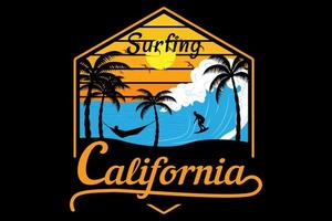 Surfing california design vintage retro vector