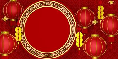 3d illustration of Chinese new year banner with hanging lantern photo