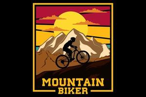 diseño de ciclista de montaña vintage retro diseño de ciclista de montaña retro vintage vector