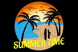 diseño de horario de verano vintage retro vector