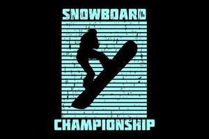 diseño de camiseta de silueta de campeonato de snowboard vector